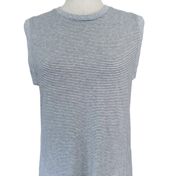 Tasc Performance Dress Medium Womens Gray Striped Sleeveless Side Slit Midi (2) - Picture 2 of 12